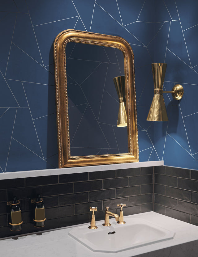 Fractured Prism Blue & White Peel & Stick Wallpaper with Geometric Modern Pattern - York PSW1235RL