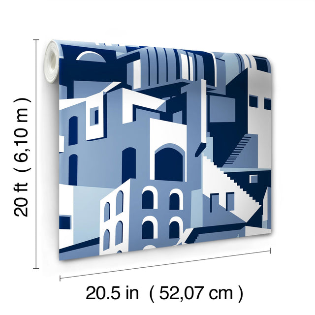 Arch Architectural Blue Peel & Stick Wallpaper