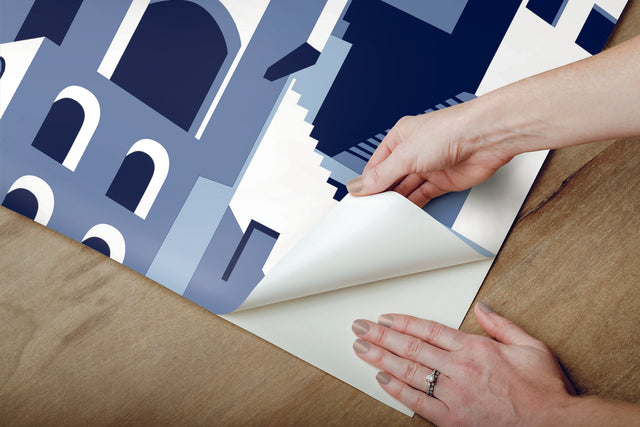 Arch Architectural Blue Peel & Stick Wallpaper