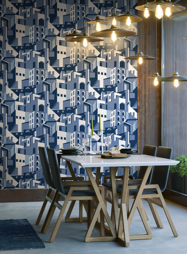 Arch Architectural Blue Peel & Stick Wallpaper