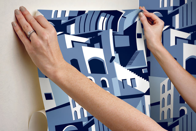 Arch Architectural Blue Peel & Stick Wallpaper