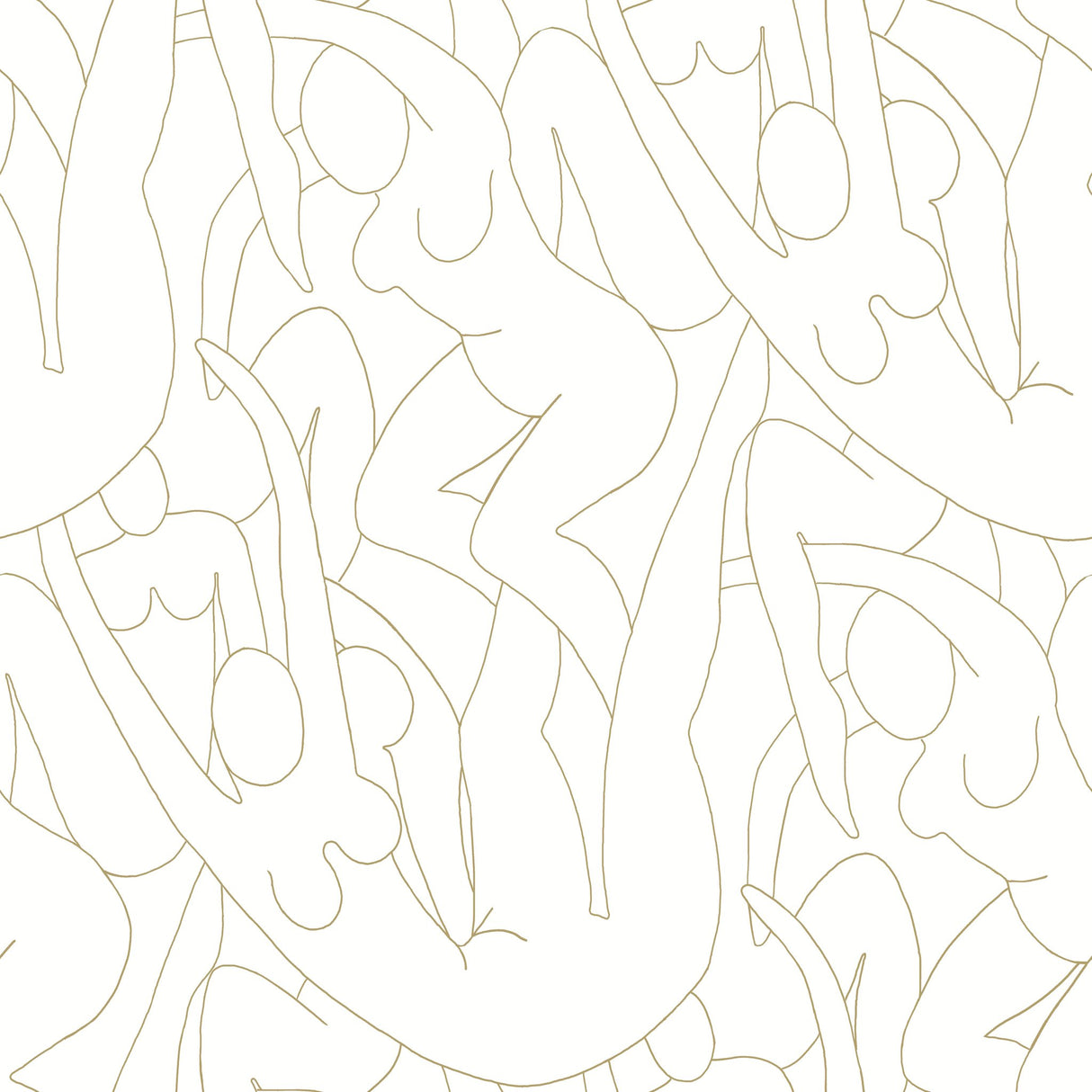 Head over Heels Gold Metallic Peel & Stick Wallpaper with Line Art Figure Motif - York PSW1257RL