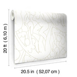 Head over Heels Gold Metallic Peel & Stick Wallpaper with Line Art Figure Motif - York PSW1257RL