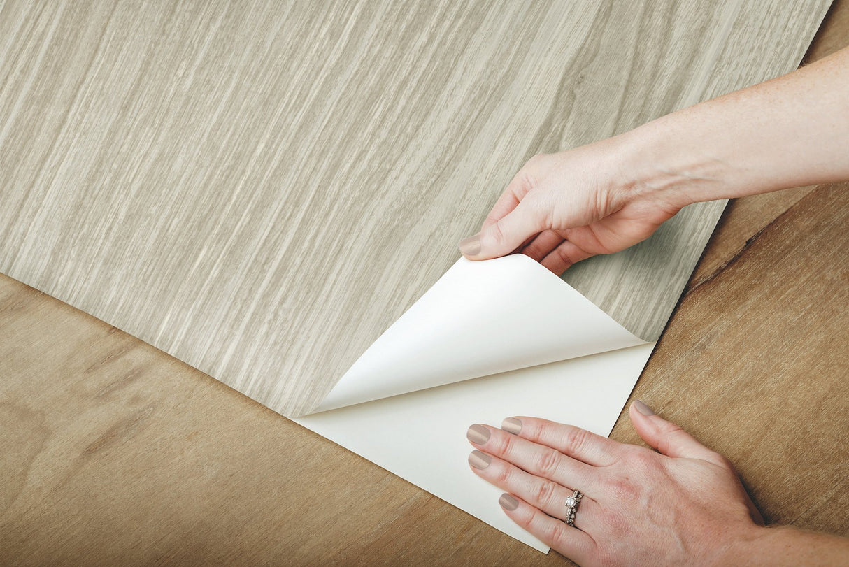 Linden Grey Woodgrain Peel & Stick Wallpaper - York PSW1275RL