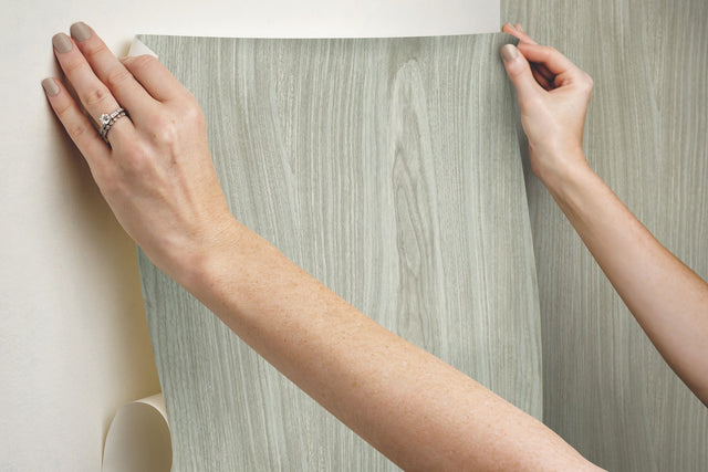 Linden Grey Woodgrain Peel & Stick Wallpaper - York PSW1275RL