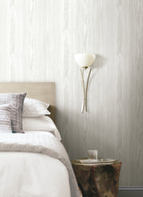 Linden White Peel & Stick Wallpaper with Faux Woodgrain Pattern - York PSW1276RL