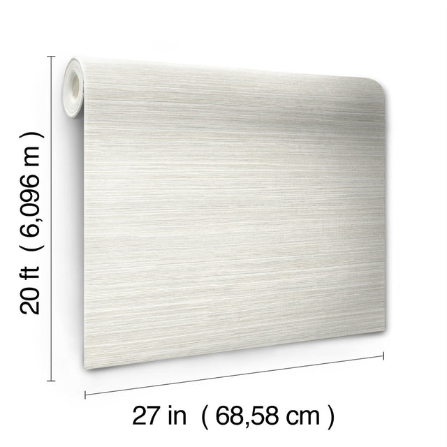 Cattail Weave White Peel & Stick Wallpaper with Woven Grasscloth Motif - York PSW1279RL