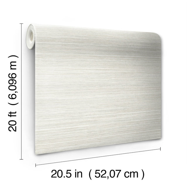 Cattail Weave White Peel & Stick Wallpaper with Woven Grasscloth Motif - York PSW1279RL