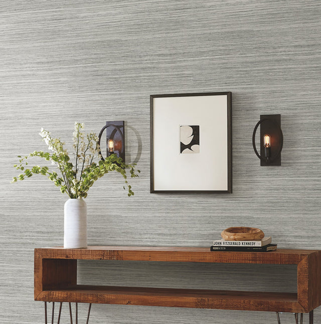 Cattail Weave Grey Peel & Stick Wallpaper with Weaves Pattern, Modern Matte Non Woven - York PSW1280RL