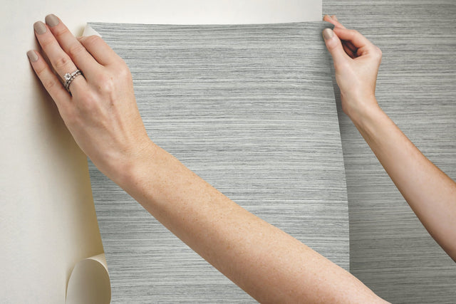 Cattail Weave Grey Peel & Stick Wallpaper with Weaves Pattern, Modern Matte Non Woven - York PSW1280RL