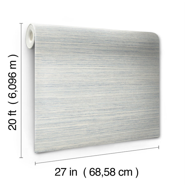 Cattail Weave Blue Peel & Stick Wallpaper with Woven Grasscloth Look - York PSW1281RL