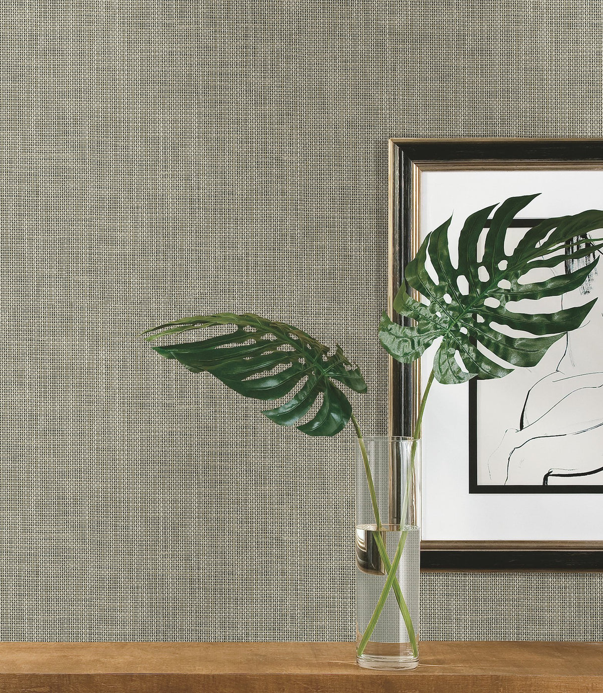 Reed Basket Brown Peel & Stick Wallpaper with Woven Weaves Pattern - York PSW1282RL