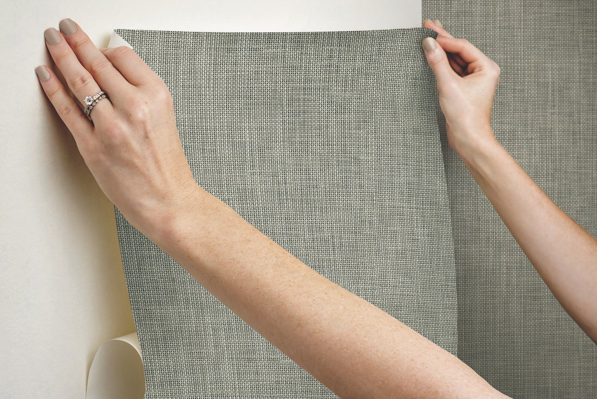 Reed Basket Brown Peel & Stick Wallpaper with Woven Weaves Pattern - York PSW1282RL