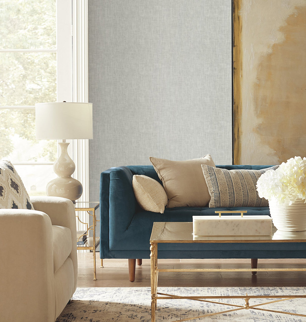 Reed Basket White Peel & Stick Wallpaper with Weaves Pattern - York PSW1284RL