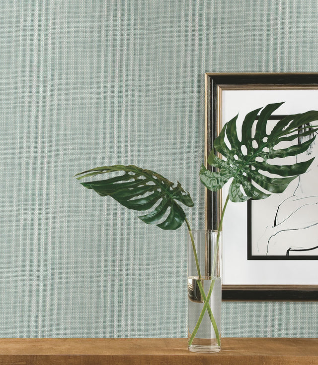 Reed Basket Blue Peel & Stick Wallpaper with Woven Weave Pattern - York PSW1285RL