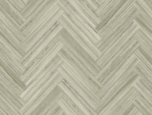 Hermosa Herringbone Brown Peel & Stick Wallpaper with Woodgrain Herringbone Pattern - York PSW1286RL