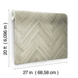Hermosa Herringbone Brown Peel & Stick Wallpaper with Woodgrain Herringbone Pattern - York PSW1286RL