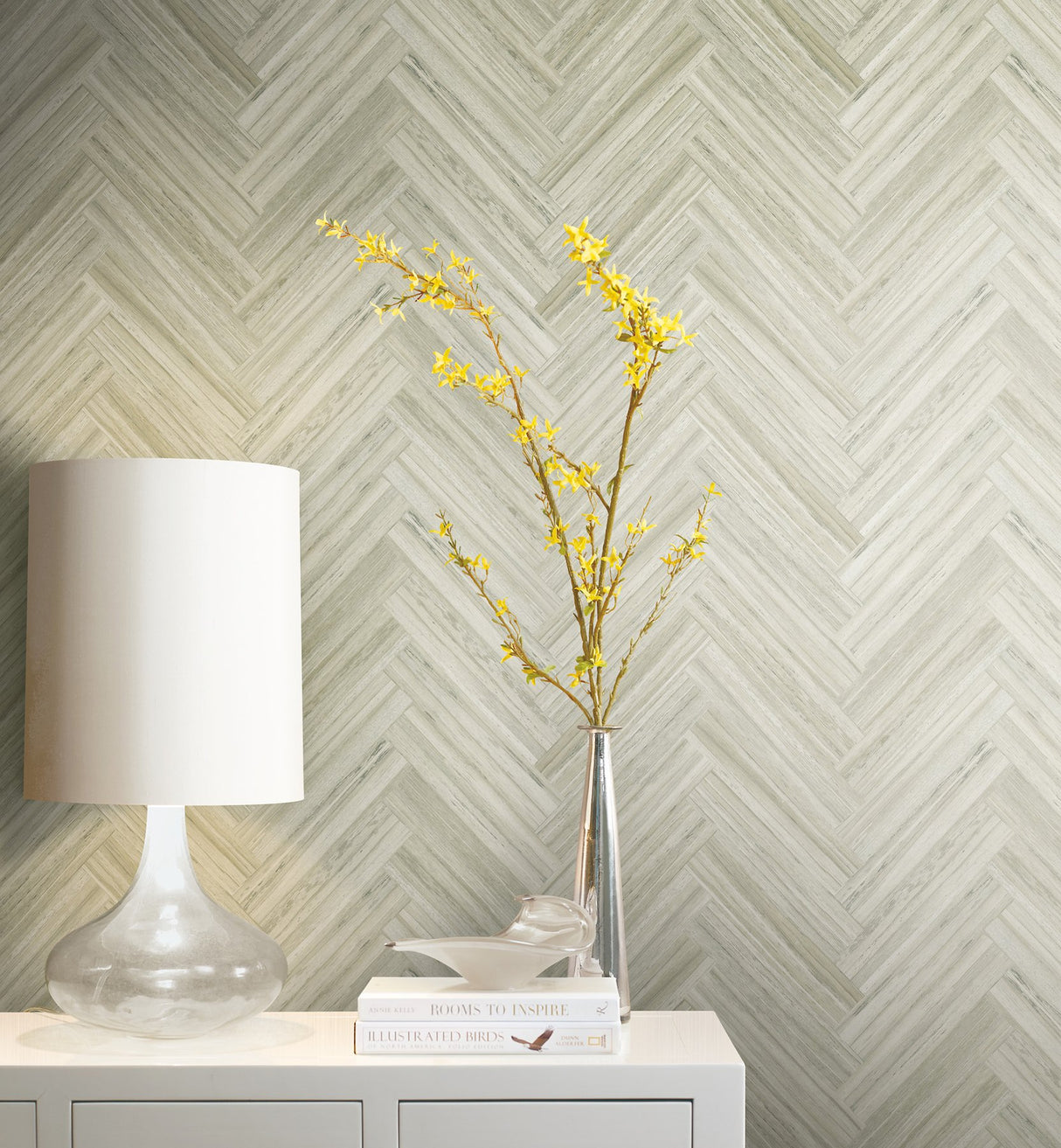 Hermosa Herringbone Brown Peel & Stick Wallpaper with Woodgrain Herringbone Pattern - York PSW1286RL