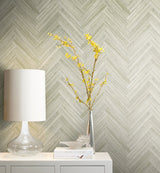 Hermosa Herringbone Brown Peel & Stick Wallpaper with Woodgrain Herringbone Pattern - York PSW1286RL