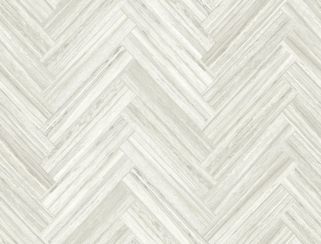 Hermosa Herringbone Beige Peel & Stick Wallpaper with Woodgrain Herringbone Motif - York PSW1287RL