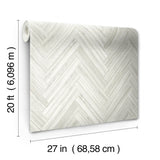 Hermosa Herringbone Beige Peel & Stick Wallpaper with Woodgrain Herringbone Motif - York PSW1287RL