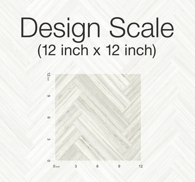 Hermosa Herringbone Beige Peel & Stick Wallpaper with Woodgrain Herringbone Motif - York PSW1287RL