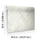 Hermosa Herringbone Beige Peel & Stick Wallpaper with Woodgrain Herringbone Motif - York PSW1287RL