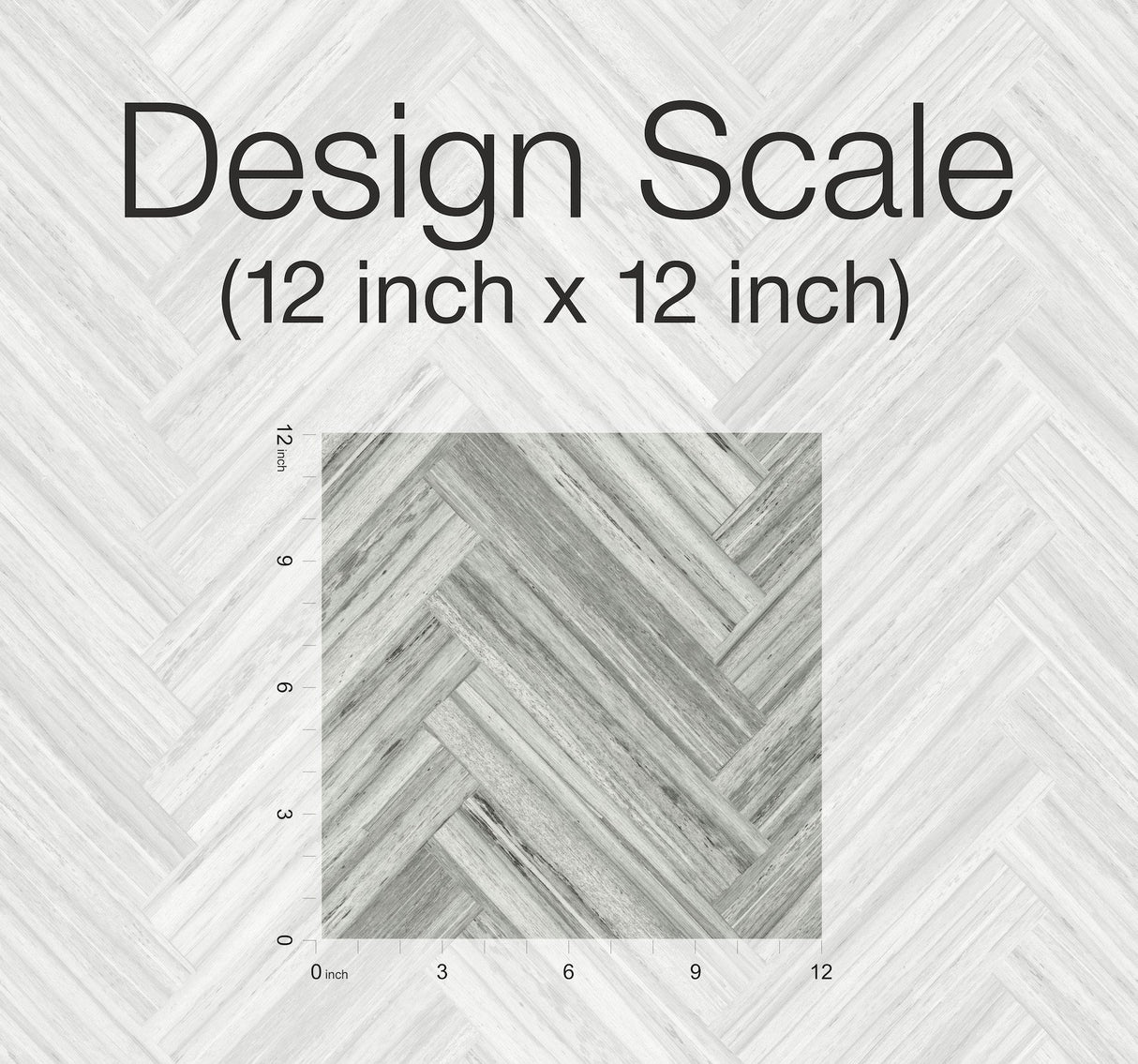 Hermosa Herringbone Grey Peel & Stick Wallpaper with Woodgrain Chevron Pattern - York PSW1288RL