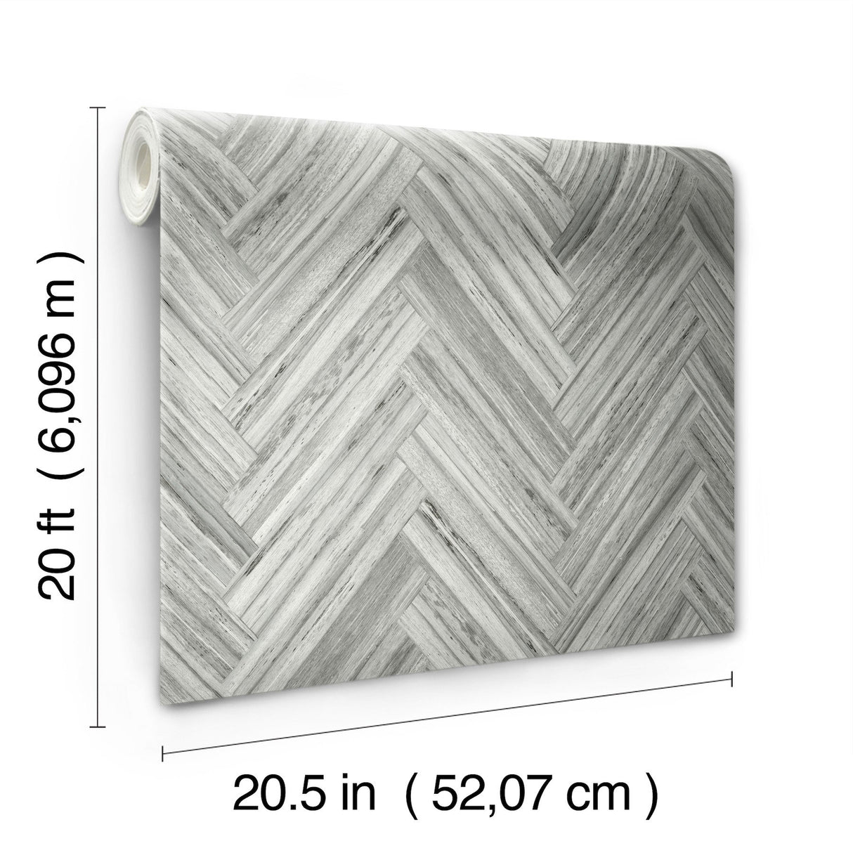 Hermosa Herringbone Grey Peel & Stick Wallpaper with Woodgrain Chevron Pattern - York PSW1288RL