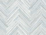 Hermosa Herringbone Blue Peel & Stick Wallpaper with Weathered Wood Chevron Pattern - York PSW1289RL