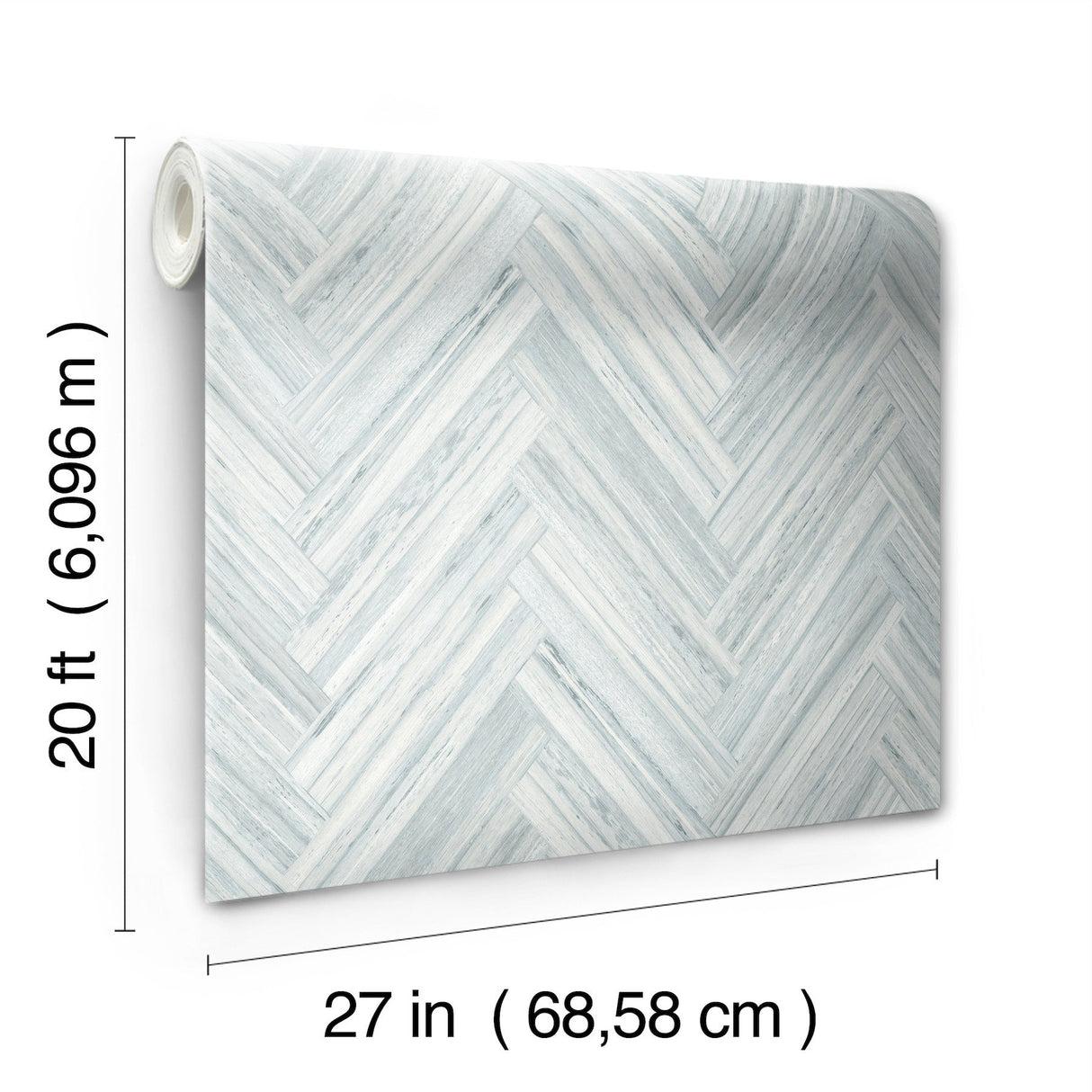 Hermosa Herringbone Blue Peel & Stick Wallpaper with Weathered Wood Chevron Pattern - York PSW1289RL