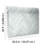 Hermosa Herringbone Blue Peel & Stick Wallpaper with Weathered Wood Chevron Pattern - York PSW1289RL