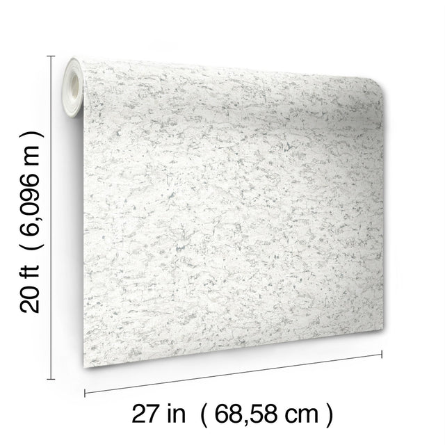 Shimmering Cork White Peel & Stick Wallpaper with Stone-Look Motif - York PSW1290RL