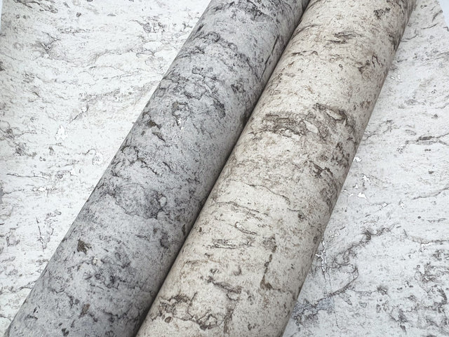 Shimmering Cork White Peel & Stick Wallpaper with Stone-Look Motif - York PSW1290RL