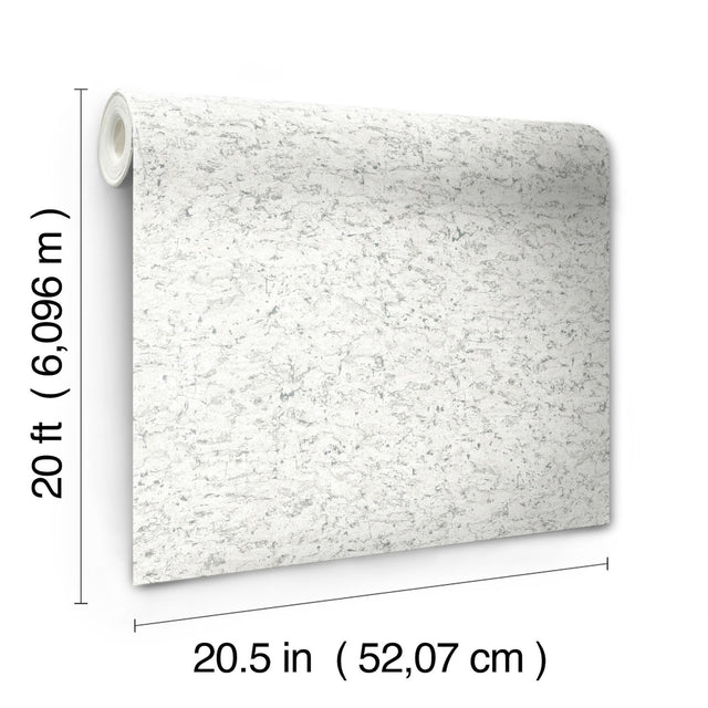 Shimmering Cork White Peel & Stick Wallpaper with Stone-Look Motif - York PSW1290RL