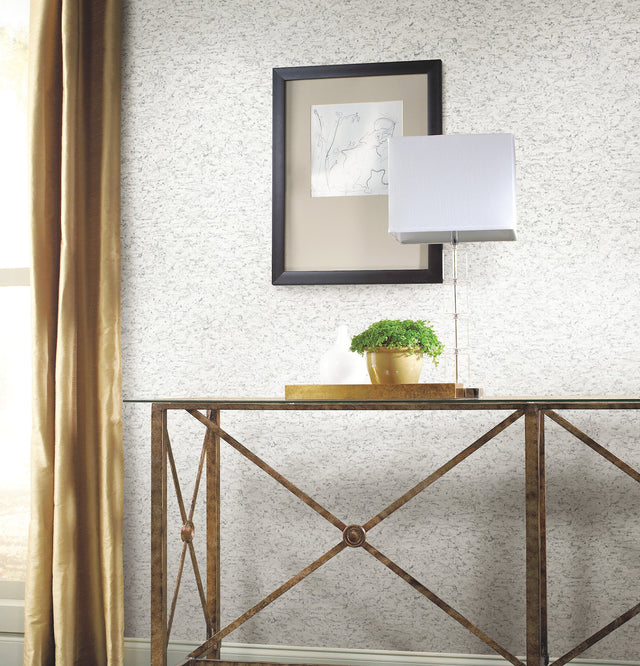 Shimmering Cork White Peel & Stick Wallpaper with Stone-Look Motif - York PSW1290RL