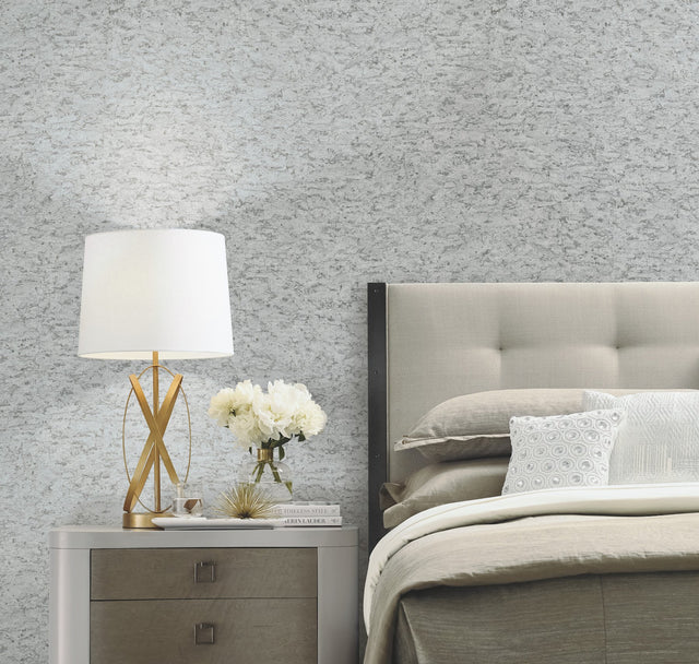 Shimmering Cork Grey Peel & Stick Wallpaper with Faux Cork Texture - York PSW1292RL