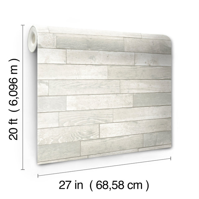 Warehouse Planks White Peel & Stick Wallpaper with Weathered Wood Plank Pattern - York PSW1293RL