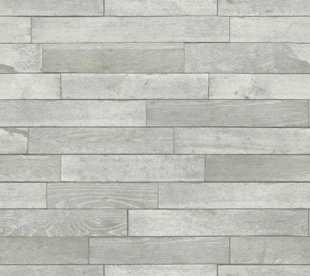 Warehouse Planks Grey Peel & Stick Wallpaper with Weathered Wood Plank Pattern - York PSW1295RL