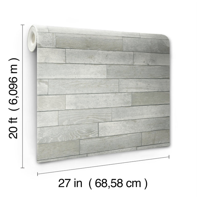 Warehouse Planks Grey Peel & Stick Wallpaper with Weathered Wood Plank Pattern - York PSW1295RL