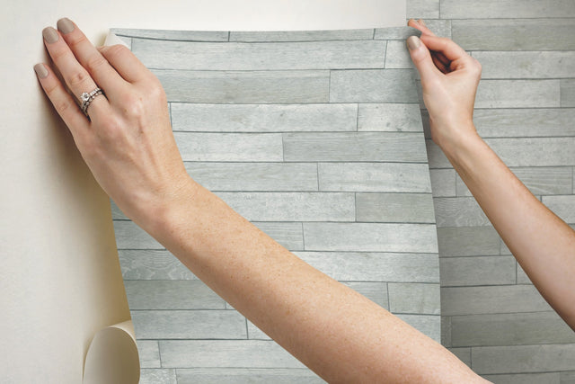 Warehouse Planks Grey Peel & Stick Wallpaper with Weathered Wood Plank Pattern - York PSW1295RL