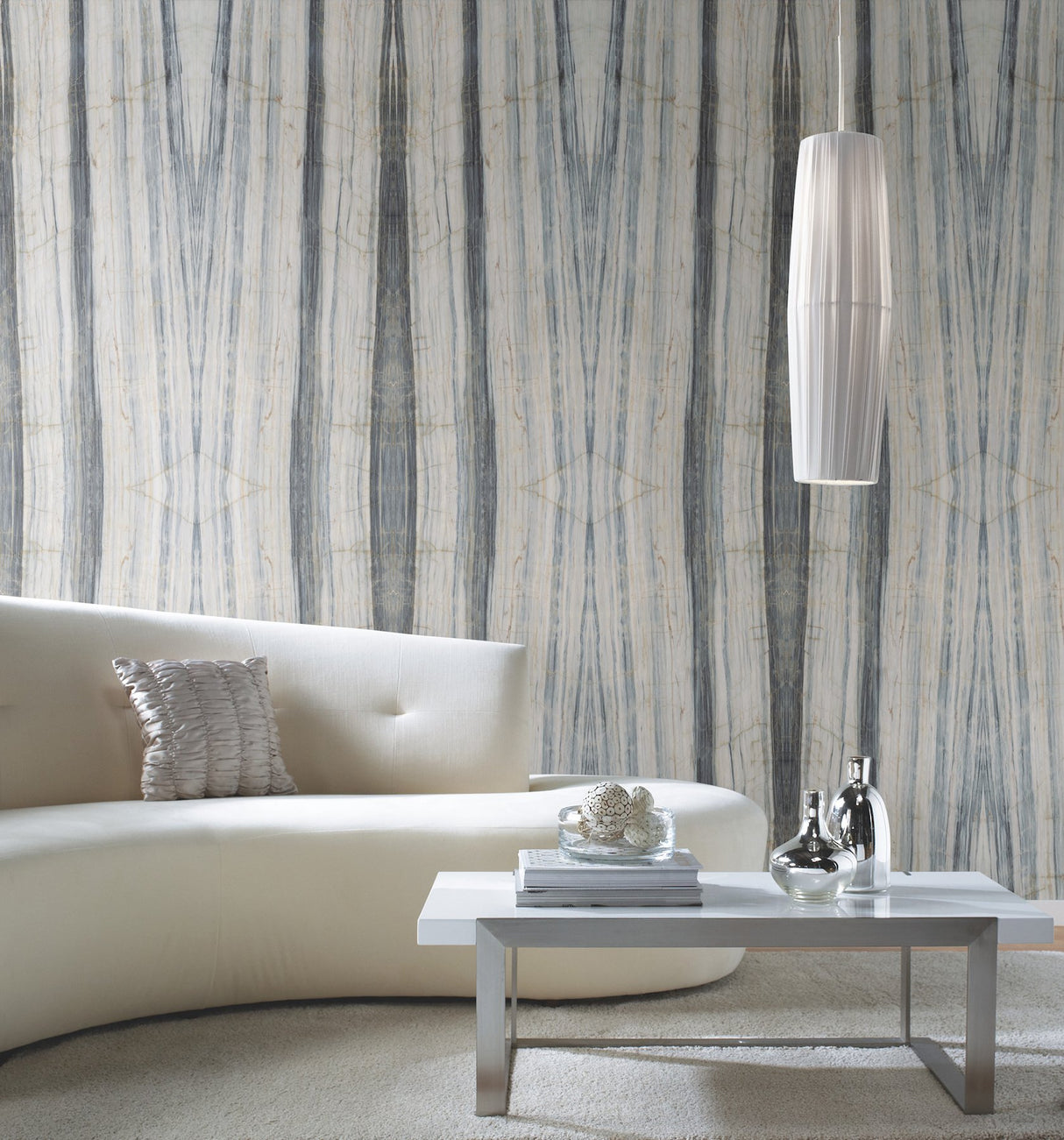 Spanish Marble Blue Peel & Stick Mural with Geometric Marble Stone Look - York PSW1296M