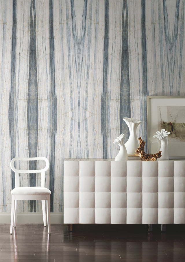 Spanish Marble Blue Peel & Stick Mural with Geometric Marble Stone Look - York PSW1296M