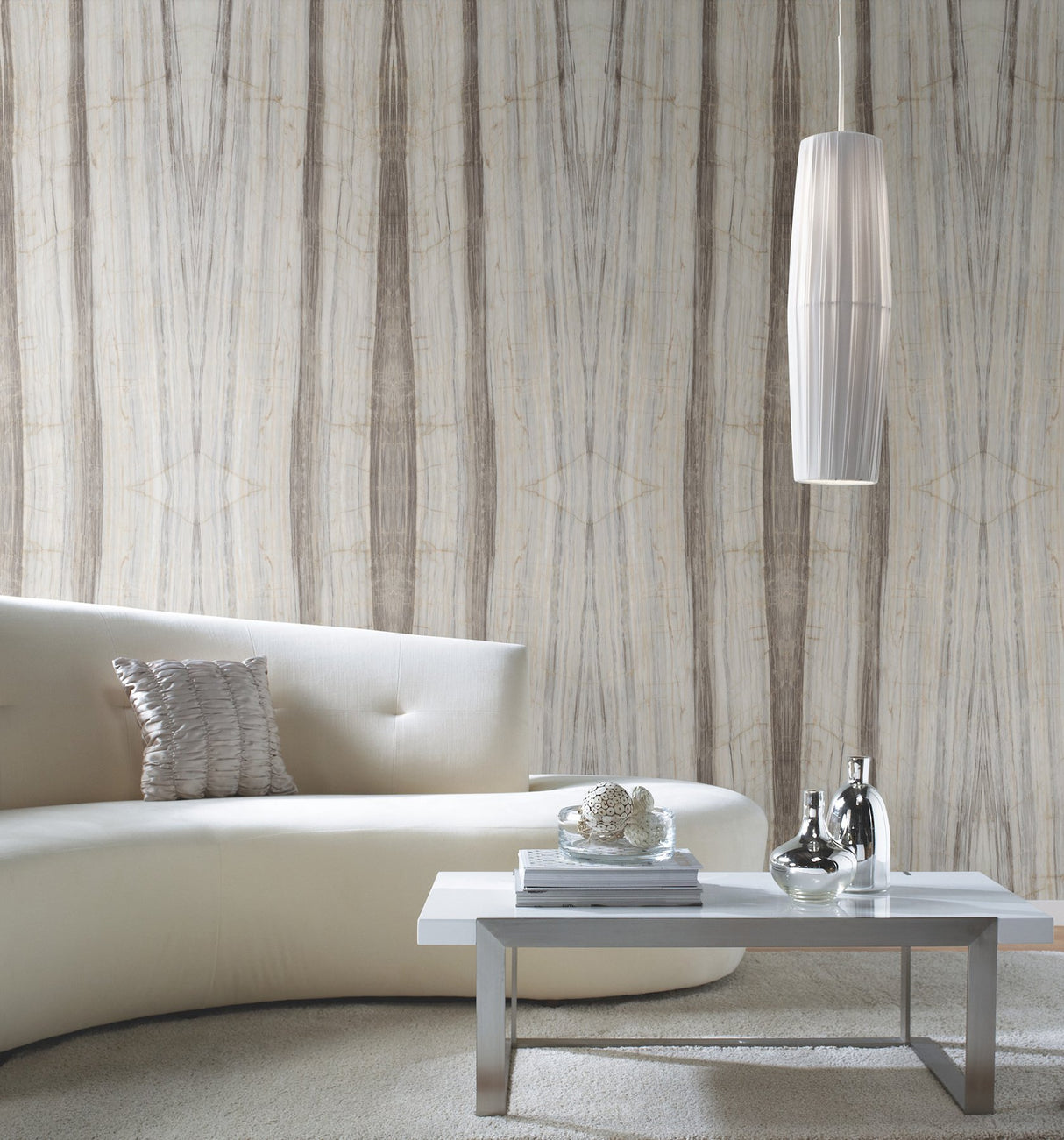 Spanish Marble Taupe Peel & Stick Mural with Stone-Look Geometric Veining - York PSW1298M