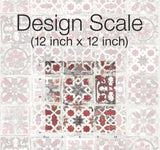 Encaustic Tile Red Peel & Stick Wallpaper with Brick, Wood & Stone Motif - York PSW1300RL