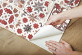 Encaustic Tile Red Peel & Stick Wallpaper with Brick, Wood & Stone Motif - York PSW1300RL