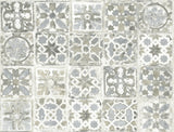Encaustic Tile Grey Peel & Stick Wallpaper with Vintage Tile Pattern - York PSW1301RL
