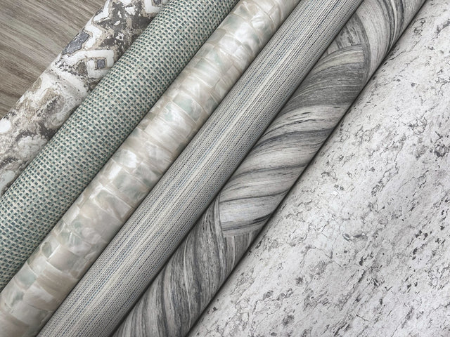 Encaustic Tile Grey Peel & Stick Wallpaper with Vintage Tile Pattern - York PSW1301RL