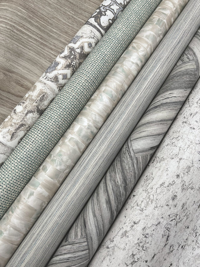 Encaustic Tile Grey Peel & Stick Wallpaper with Vintage Tile Pattern - York PSW1301RL