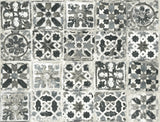 Encaustic Tile Black Peel & Stick Wallpaper with Stone-Look Geometric Pattern - York PSW1303RL